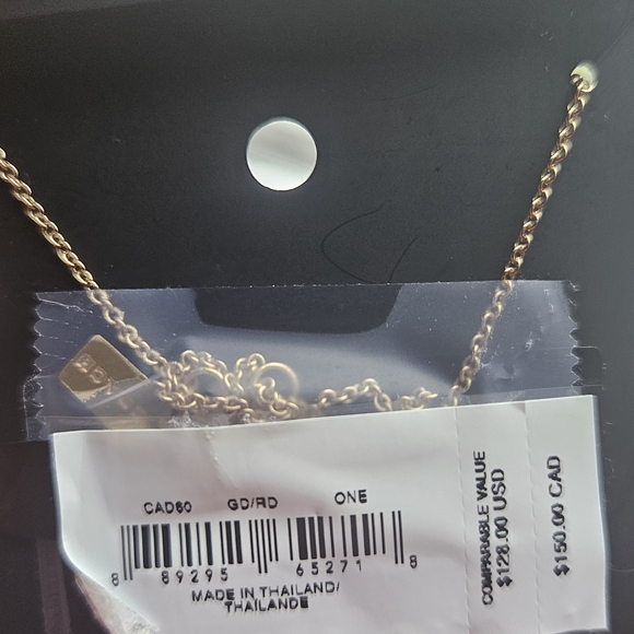 NWT Coach Women's Signature Enamel Rondell Necklace Gold/Red - Picture 3 of 5